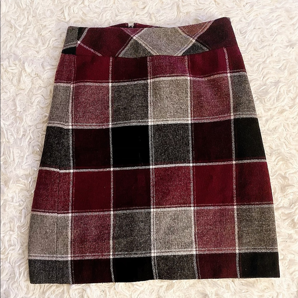 Talbots plaid wool blend skirt
